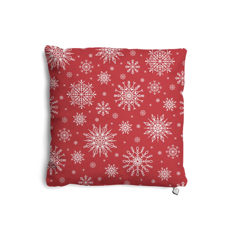 Crimson Noël Snowflake Cushion