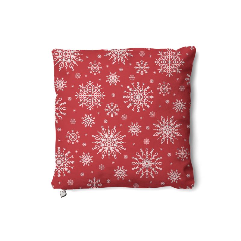 Crimson Noël Snowflake Cushion
