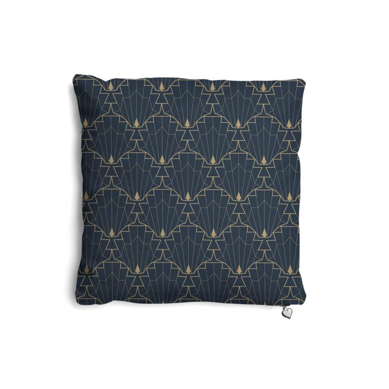 Midnight Art Deco Fan Cushion