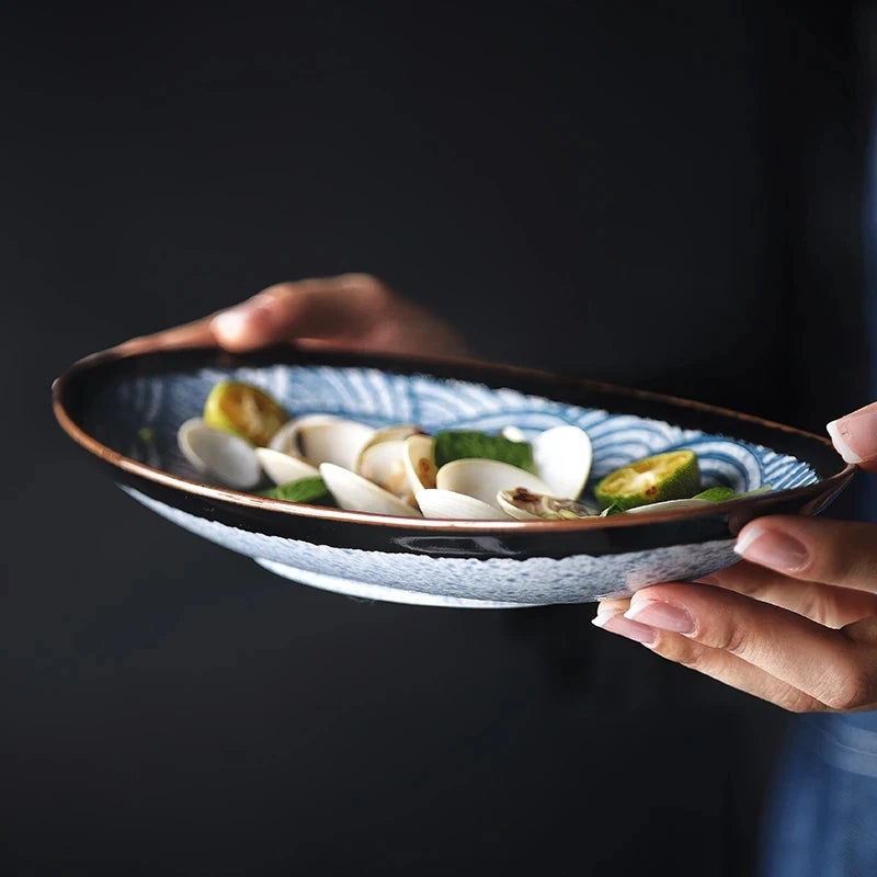 Aegean Wave Oval Serving Bowl