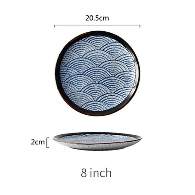Aegean Wave Ceramic Plate Set