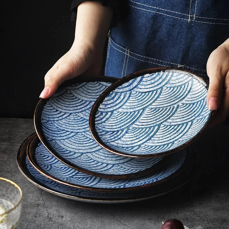 Aegean Wave Ceramic Plate Set
