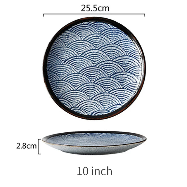 Aegean Wave Ceramic Plate Set